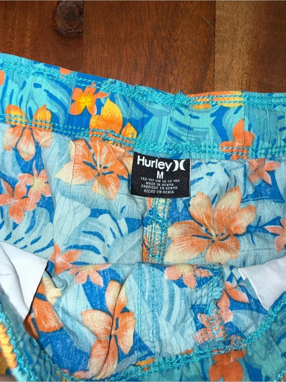 Hurley Kids‎ Blue Swim Trunks with Orange Floral Print